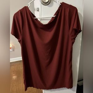 ANN TAYLOR RIBBED SHIRT - SIZE XL - RED